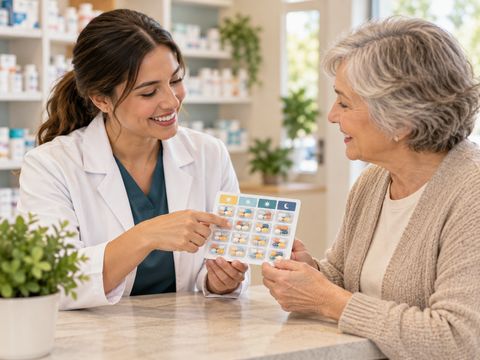 Medications pre-sorted into sealed blister packs by day and time